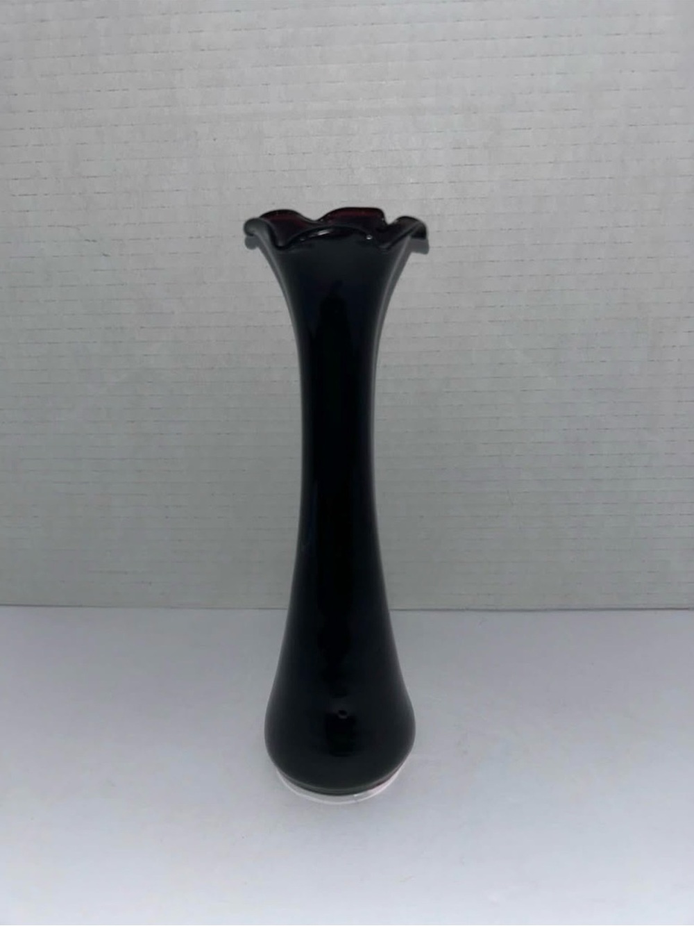 Glossy Black Fluted Bud Vase